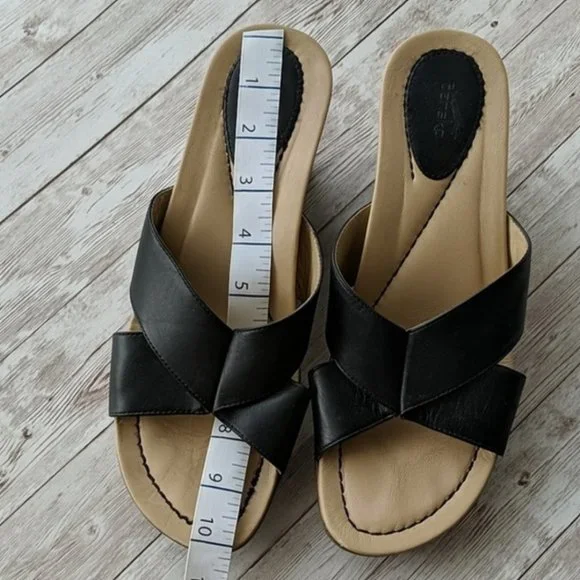 DANSKO Neeci Black Leather Wedge Slip-On Platform Sandals Size 39 (8.5 - 9) - Picture 4 of 7